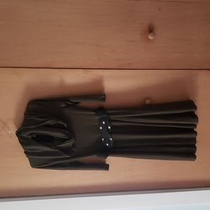 Green Sweater Dress with Belt and Scarf